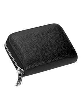 Arae Black RFID Zipper Credit Card Holder Wallet